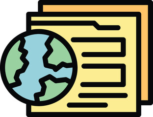 Wall Mural - global web page icon outline vector. company app. service system color flat