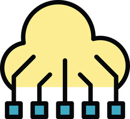 Wall Mural - digital data cloud icon outline vector. company code. app code color flat