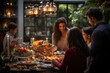 © Sebastian - A family gathered around a beautifully set Thanksgiving table, ready to share a festive meal. Generative Ai.