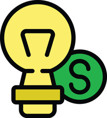 Sticker - Idea loan icon outline vector. Small bank. Check card color flat