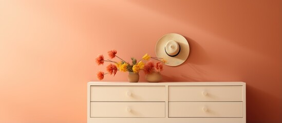 Poster - Contemporary drawer cabinet embellished by colorful wall in the room