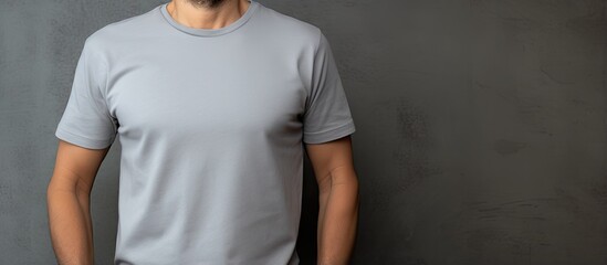 Poster - Fashionable male with trendy shirt against gray backdrop