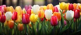 Fototapeta Tulipany - Vibrant garden of tulips