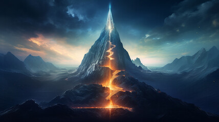 Wall Mural - A huge mountain and the light emanating from it