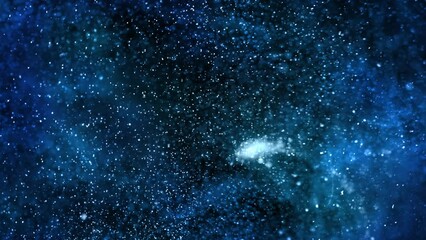 Wall Mural - Blue Ice Particles Background 4K Loop features particles flowing with blue lights animating in a slow motion through the scene in a loop.