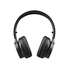 Black wireless headset isolated on transparent background, Generative ai