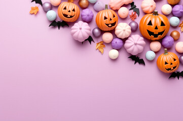 Sticker - Pastel Halloween Background Flat Lay created with Generative AI technology