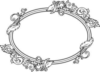 Wall Mural - elegant filigree frame. ornate oval border engraving