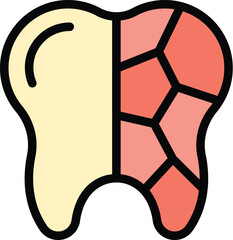 Sticker - Cracked tooth icon outline vector. Diamond care. Silver magic color flat