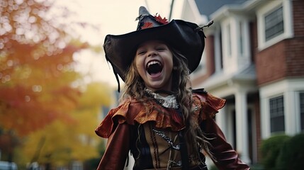 Wall Mural - a little girl dressed up as a witch in the movie's halloween film, which is based on real life