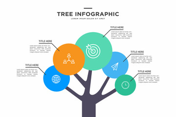 tree infographic, graph for steps to reach the goal, template vector eps 10.