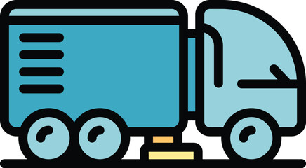 Sticker - Road sweeper icon outline vector. Street truck. Cleaner machine color flat