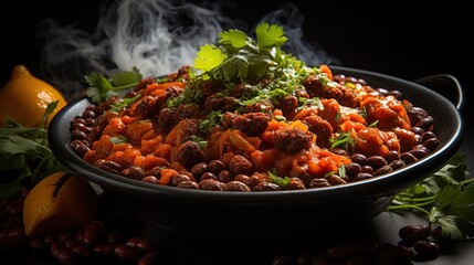 Wall Mural - feijoada traditional brazilian food, with typical side dishes