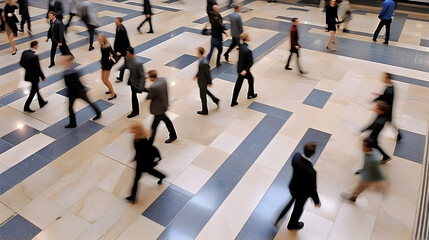 Wall Mural - Time lapse photography of busy people in the square or plaza