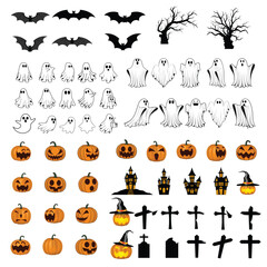 Wall Mural - Set of element Halloween on white background