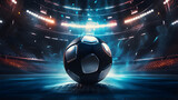 Fototapeta Sport - araffe ball in a stadium with spotlights and spotlights Generative AI