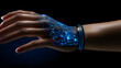 someone is holding a wrist with a glowing wrist band Generative AI