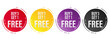 Set of buy 3 get 1 Free tags sale, Design red black, purple, orange, and yellow style, Banner design template for advertising. Special offer promotion or retail. Vector Illustration.