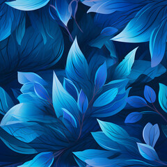 abstract blue leaves seamless pattern leaves in blue and white. Seamless abstract botanical pattern