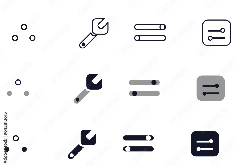 Setup and Settings Icons Set. Collection of simple linear web icons ...