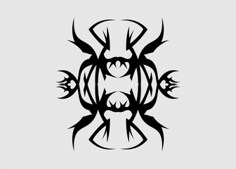 Sticker - vector design symmetrical sharp black tribal tattoo motif