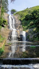 Wall Mural - scenic view of kodaikanal silver cascade water falls. Located in Top tourist attraction for family, friends and honeymoon destination