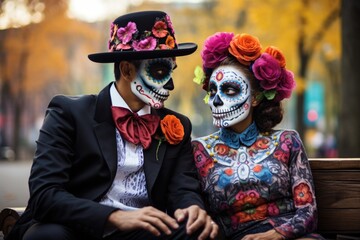 Festive Couple: Catrin and Katrina in Dia de los Muertos Attire