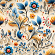 Seamless pattern of folk art of floral ornament design for use in graphics.