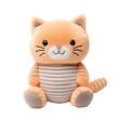 front view close up of cat soft toy isolated on a white transparent background