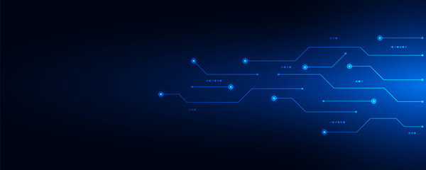Poster - Circuit board texture with communication technology concept. Creative vector illustration
