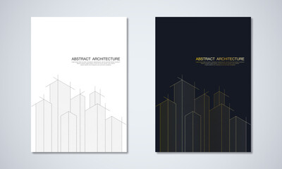 Wall Mural - architectural drawing with building construction for the book cover, brochure, flyer, poster, presen