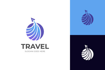 travel agency business logo with world plane. for transport, logistics delivery logo icon design