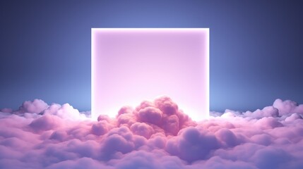 Wall Mural - Display product 3d render podium with pastel cloud sky background. 