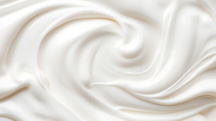 Wall Mural - Close up of white natural creamy vanilla yogurt. Top view. Generative AI
