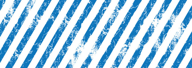 Sticker - warning sign with white stripes on blue background.