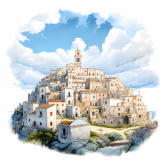 Poster - Illustration of beautiful view of Matera, Italy