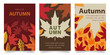 flat autumn fall leaves theme vertical vector design illustration background for banner, poster, social media, promotion