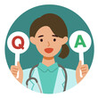 Doctor Woman wearing lab coats. Healthcare conceptWoman cartoon character. People face profiles avatars and icons. Concept for QandA.