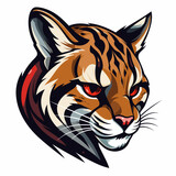 Esport vector logo ocelot on white background side view, ocelot icon, ocelot sticker, ocelot head, jaguar