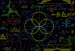 © Marina Sun - Colorful math vector seamless background with handwritten multicolored formulas, figures and calculations