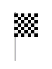 Wall Mural - black and white cloth race flag vector illustration. 3d realistic flagpole for begin and end of moto