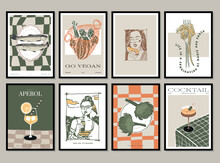 Food And Drinks Vector Illustration Collection. Art For Postcards, Branding, Logo Design, Background.