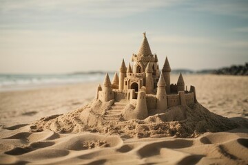 Canvas Print - sandcastle on the beach