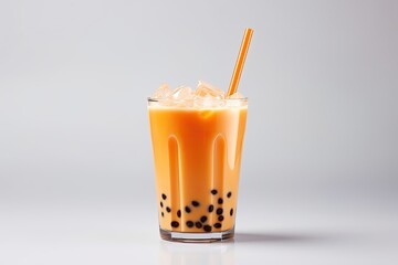 Sticker - Thai milk tea served with bubbles in a cafe or a restaurant.