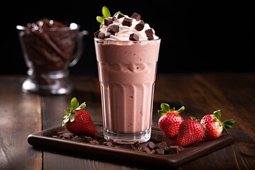 Sticker - A milkshake made with chocolate and strawberry flavorings.