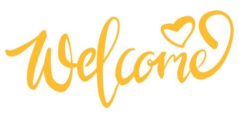  Welcome lettering golden art line