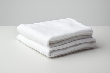 Wall Mural - A white towel that has been folded neatly and is standing alone on a white background