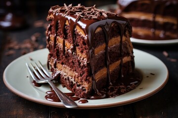 Canvas Print - Chocolate cake with frosting