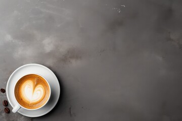 Coffee cup from above on gray surface