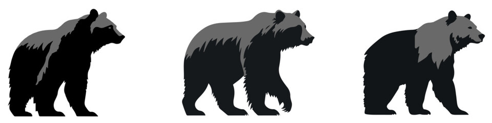 Wall Mural - bear icons set. bear silhouettes. black symbols of bear.